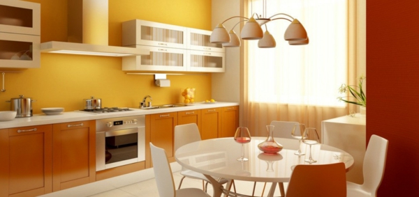 现代 - 黄 - 厨房墙壁颜色SEGR，美丽