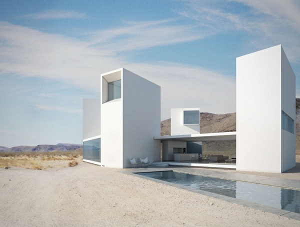 Moderni design minimalismi arkkitehtuuri rakennuksen valkoinen