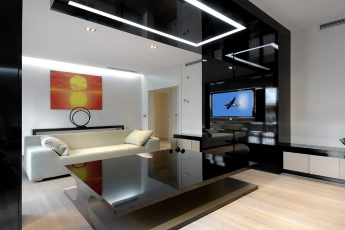 mobilier moderne intérieur et noir luxe-design