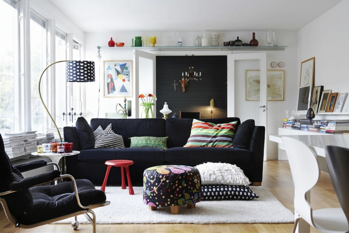 mobilier noir-modèle par canapé moderne intérieur