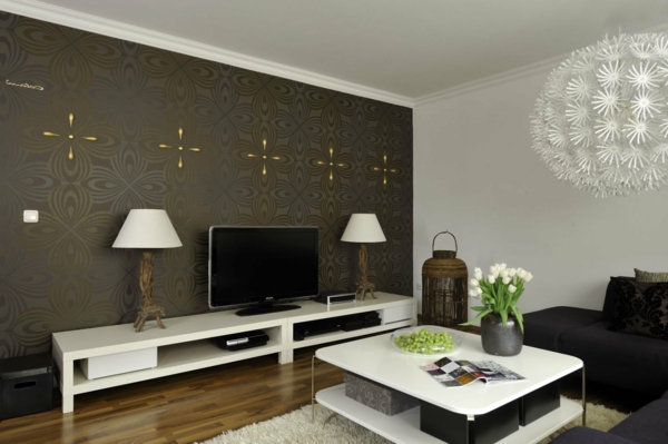 moderni tapetti-in-ruskea-on-the-takana-tv-seinä