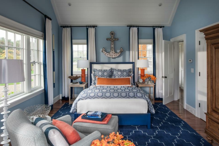 Moderne et mur intéressant design avec couleur bleu-design-de-chambres