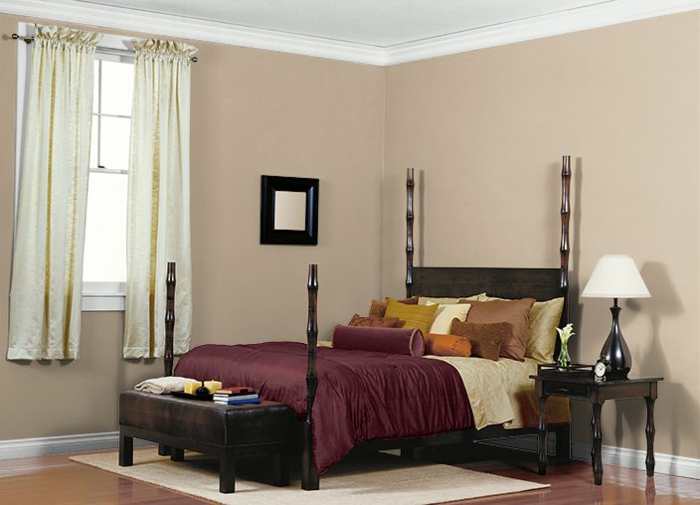 moderna sala de estar-dormitorio de color de pared de color latte