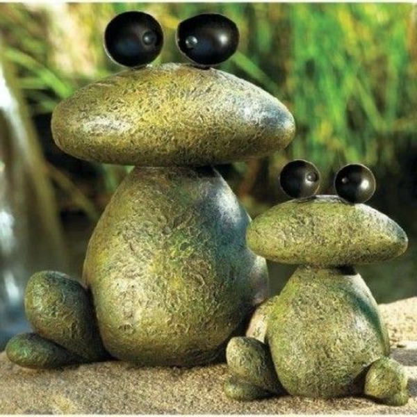 现代岩石园，两只青蛙，从结石