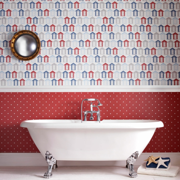 salle de bains moderne papier peint modèle baignoire-belle-vintage
