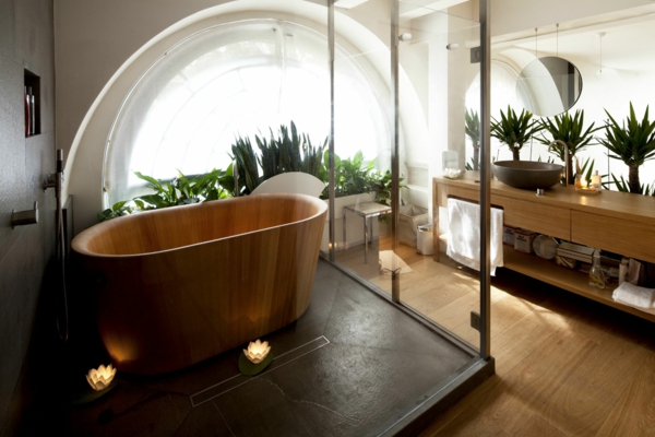 μοντέρνο μπάνιο-με-μπανιέρα-ξύλο-ιδέα-από-Σχεδιασμός