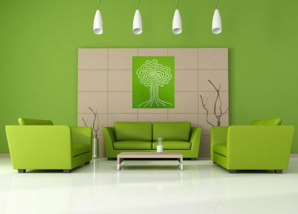 tonos de la vida moderna pared del sitio de color verde