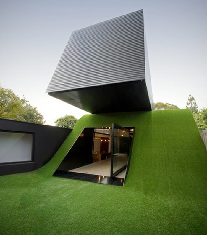 модерна архитектура къща минималистичен модел къща зелена трева