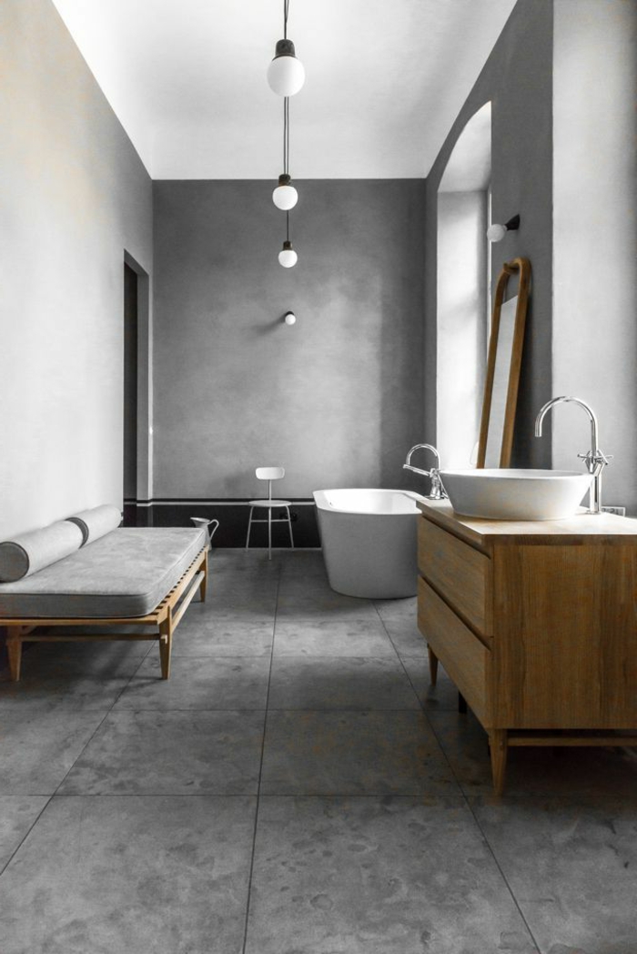 आधुनिक बुरा-स्थानिक-भूरे दीवारों-स्टाइलिश minimalist बाथरूम असबाब