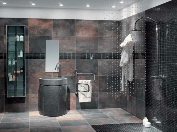 moderni kylpyhuone-design-harmaa-ruskea - suuri suihkukaappi