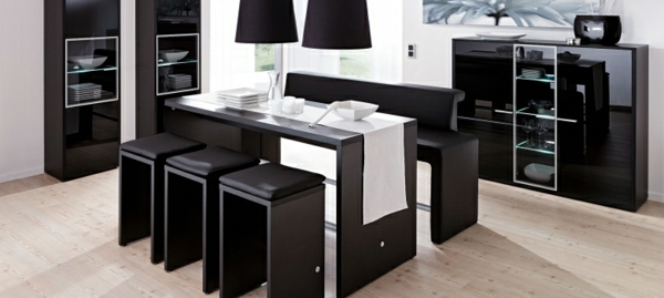 μοντέρνο μαύρο-τραπεζαρία έπιπλα δωμάτιο set-τραπεζαρία καρέκλες τραπεζαρία-τραπέζι-design-ιδέες
