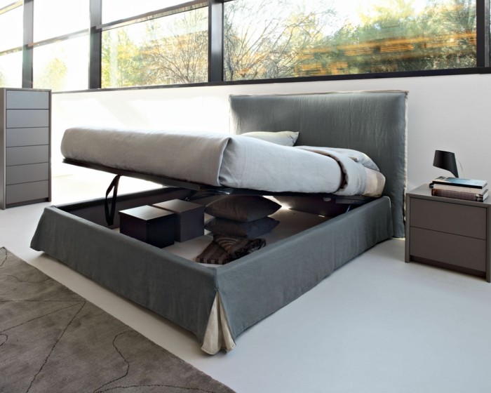 moderno y atractivo dormitorios rodeadas-tapizado-cama-con-cama box
