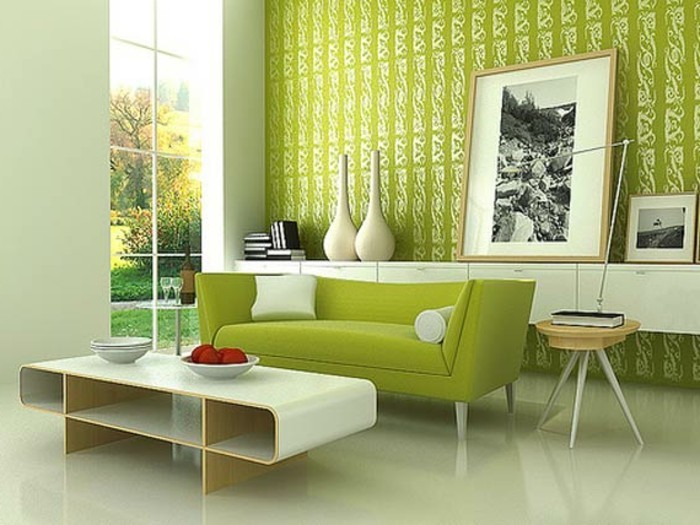 modern nappali-zöld-design