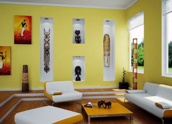 moderno-salón-con-amarillo-pared-pintura-deco original