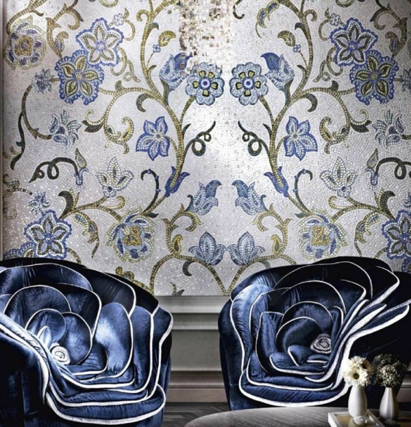 carreaux de mosaïque-très-beau-look-fauteuils bleus foncés
