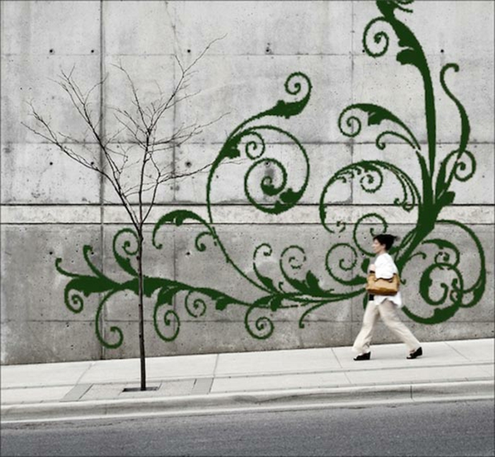 Graffiti de Streetart musgo en una pared