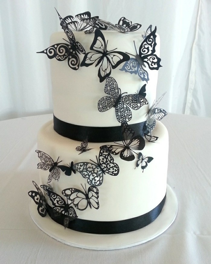 主题馅饼自己动手制作软糖馅饼的婚礼蝴蝶，在最蛋糕