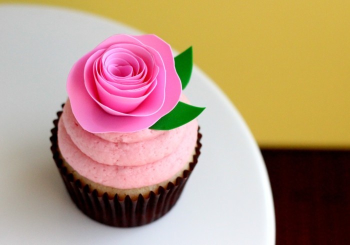 muffins décoration-idées-fondants figurines rose rose-muffins Décore