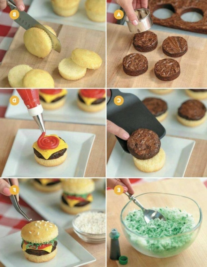 muffins décoration-idées-muffins sandwich fondants en place