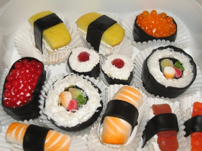 muffins décoration-idées-sushi-deco-drôle-muffin-déco