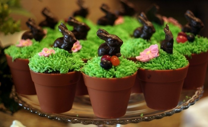 muffins-décorer à lapins de Pâques en coupe muffin déco