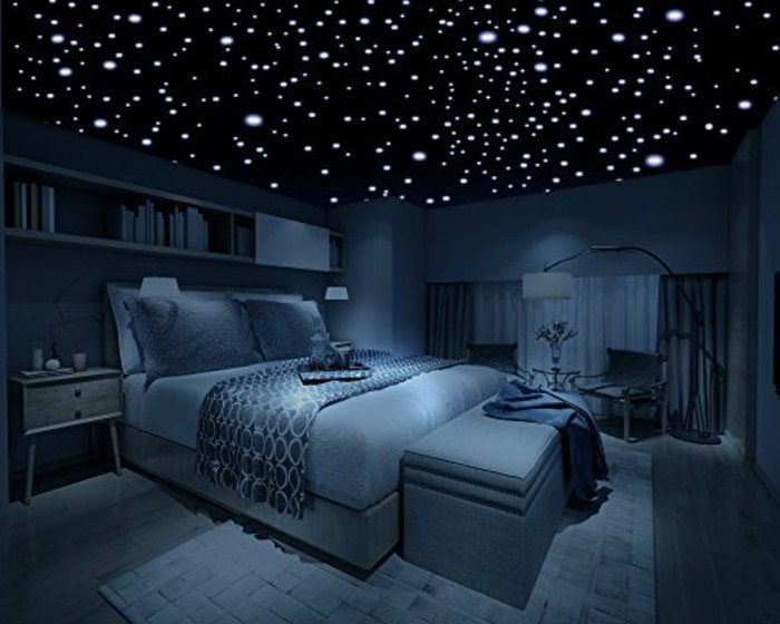 éj-with-Sternen-sternhimmelimschlafzimmer kék fény fény art-miniledlicht