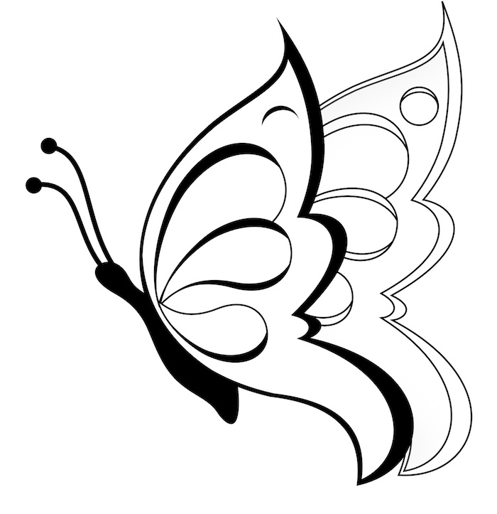 Aquí hay una idea para un tatuaje de mariposa con dos alas blancas grandes