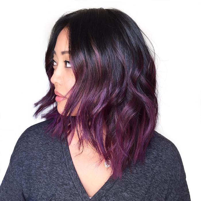 ombre rövid hajú lila színes tippek fantázia frizura ötletek női haj