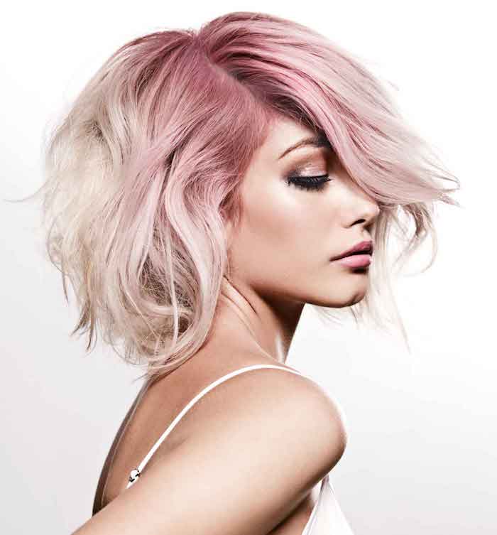 ombre rövid haj szép megjelenés haj szőke rózsaszín díszes haj ötletek nők