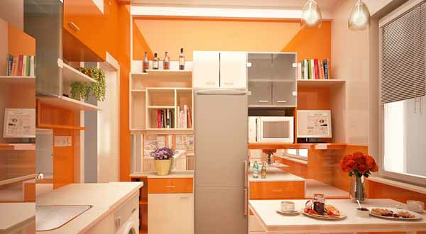 橙厨房墙壁颜色 - 现代家具