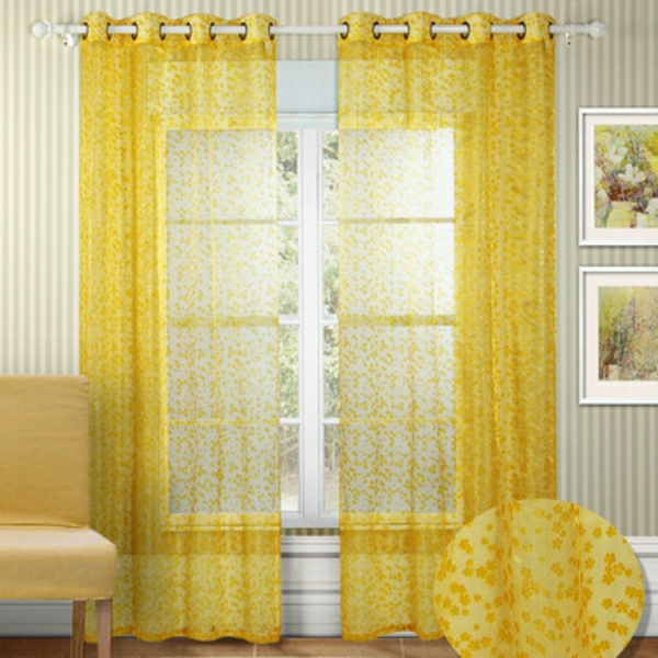 Mousseline rideau jaune et transparent