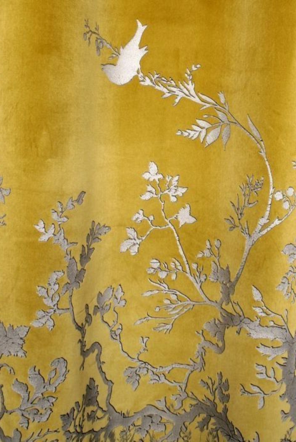Oriental-rideaux-or-oiseau-modèle