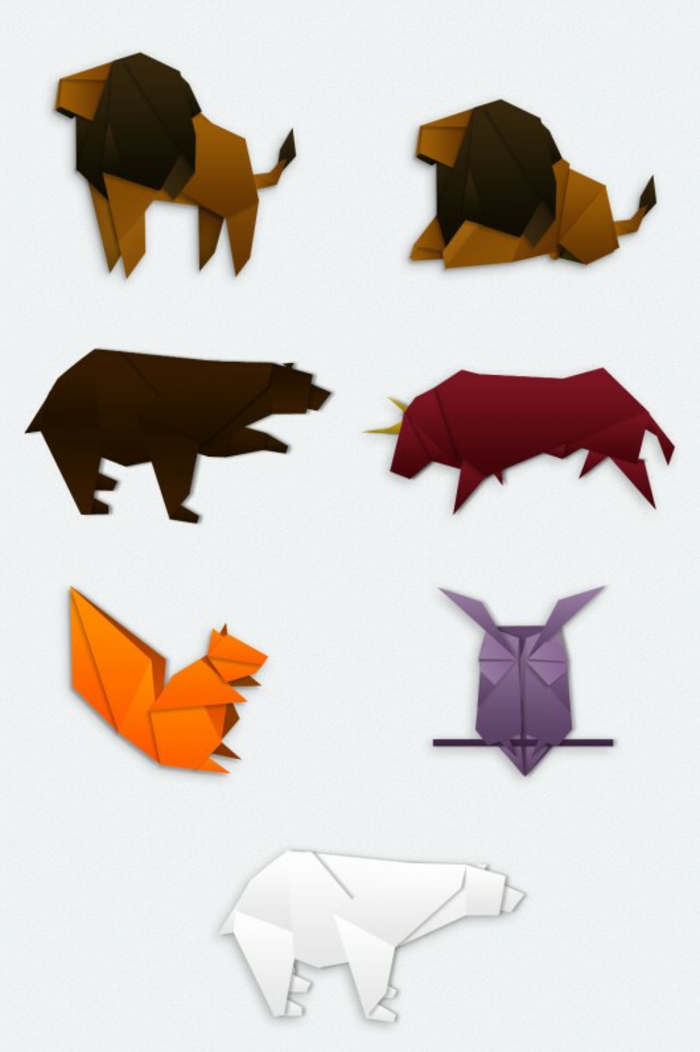 ओरीगैमी से जानवरों-कई अलग अलग जानवरों