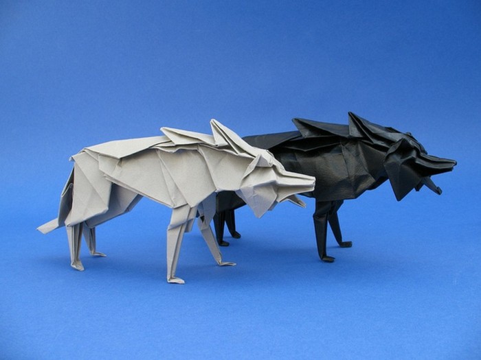 אוריגמי-חיות-שני זאבים