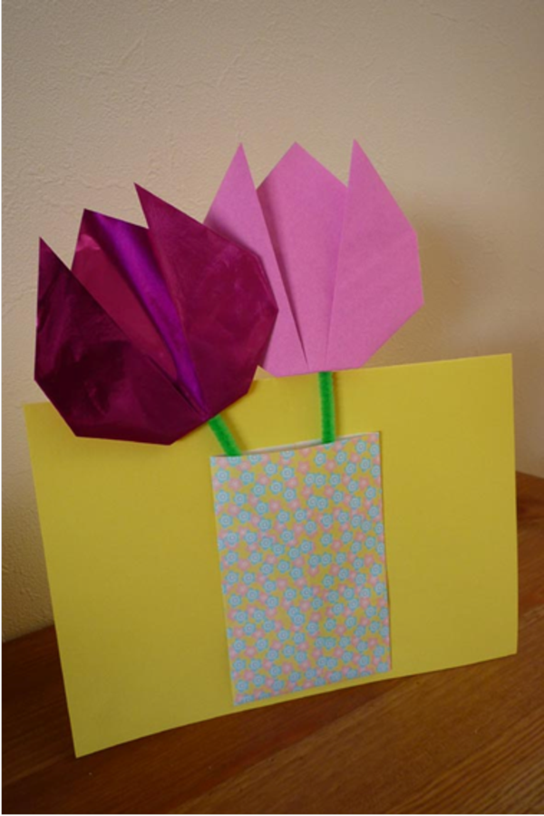 origami ट्यूलिप बनाने - बैंगनी बारीकियों