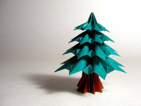origami-joulu-kaunis-malli-fir-puu - tausta valkoinen väri