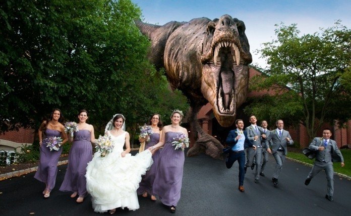 photos de mariage originale idée film Godzilla
