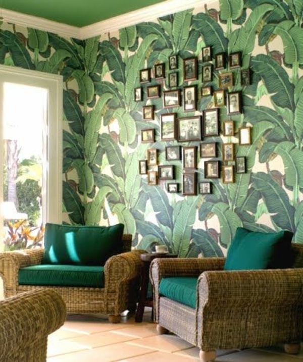 pared pared original de hojas de diseño verde