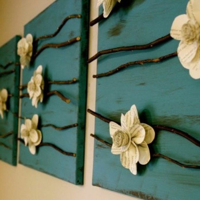 רעיונות-קיר מקוריים עיצוב בעצמך קבלת טפט יצירתי עם פרחים