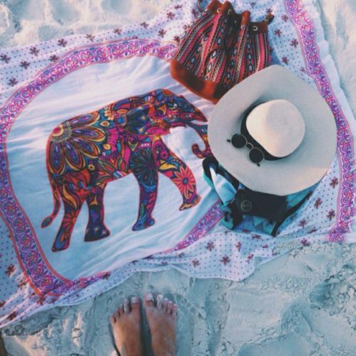 मूल कपड़ा हाथी भारतीय शैली बैग स्ट्रॉ Hat धूप का चश्मा-रेत समुद्र तट