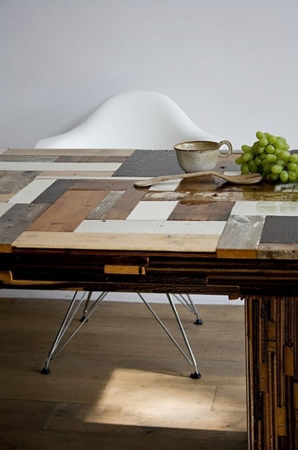 patchwork bois table-moderne design grand appartement