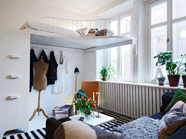 φυτό-in-bedroom-με-ένα δημιουργικό πλαισιωμένο-κρεβάτι