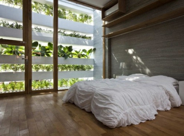 φυτό-in-bedroom-με-ένα-μονού τοιχώματος του σχεδιασμού