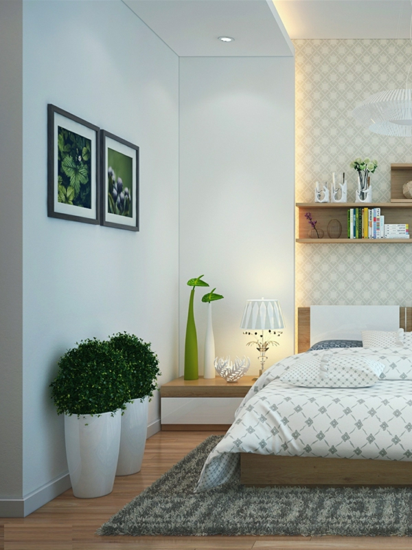 φυτό-in-bedroom-με-έμμεσο φωτισμό-next-the-κρεβάτι
