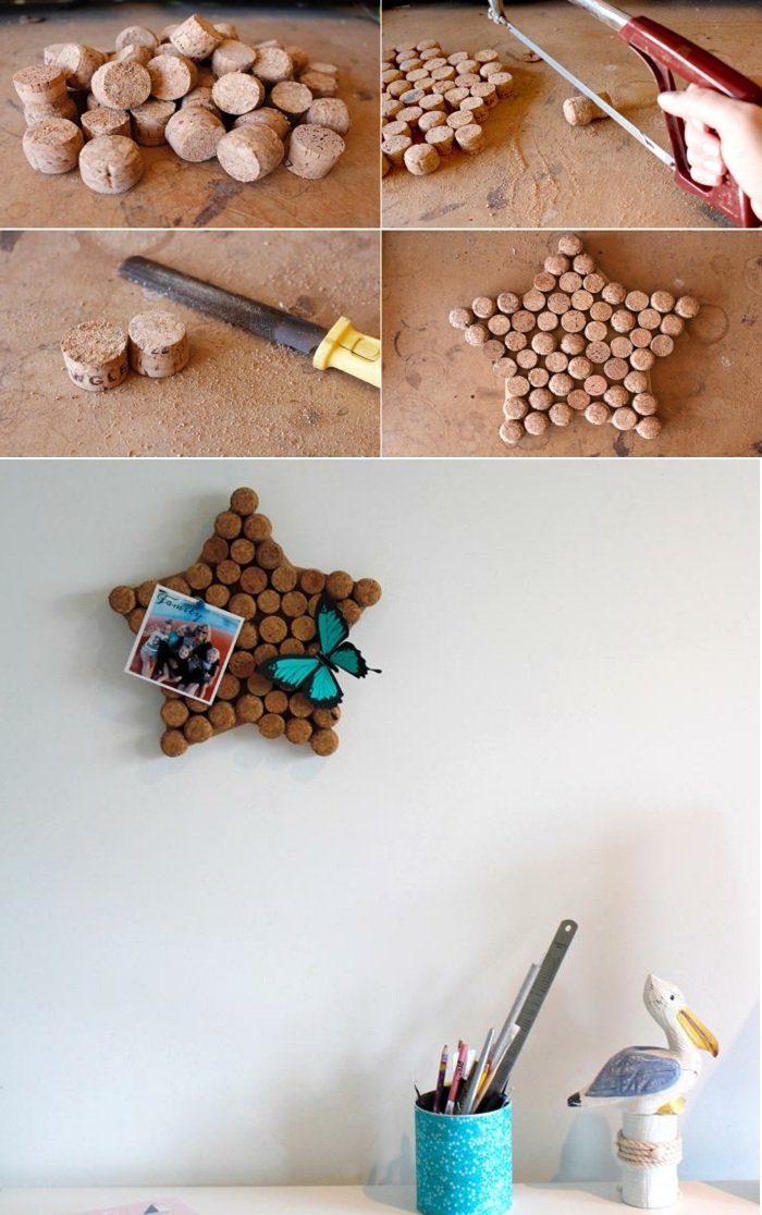 زخرفة الجدار المفتاح ، حامل قلم رصاص من القصدير المعلبة ، قطع الفلين
