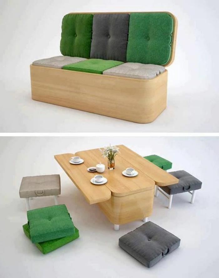 节省空间的家具绿色床