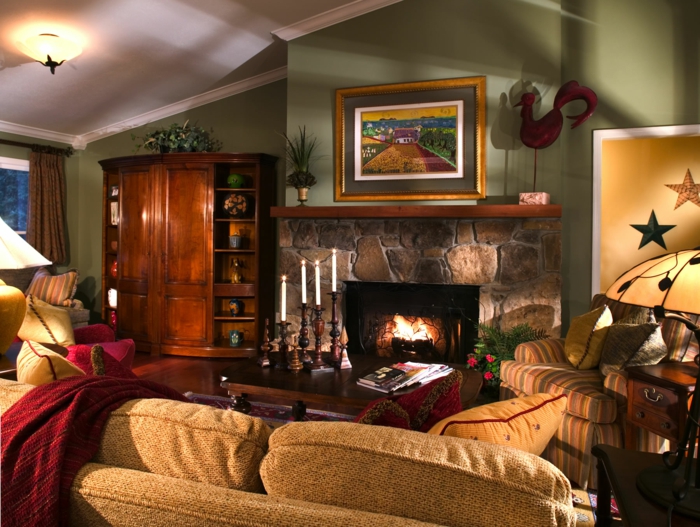 私人公寓亚特兰大乡村风格的内饰和质朴的家具壁炉