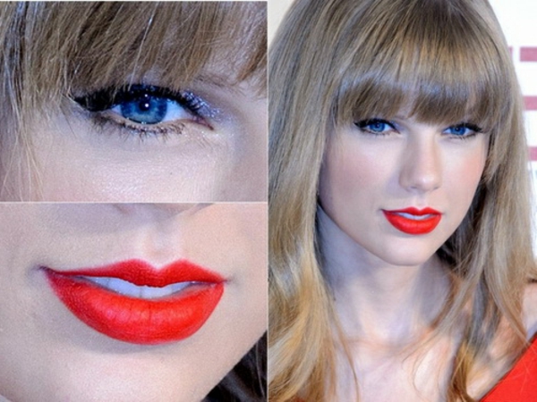 蓝色的眼睛化妆 - 泰勒史密斯 - 红色的嘴唇和蓝色的眼睛