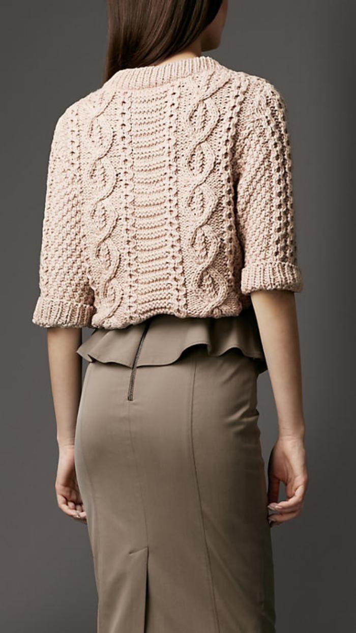 स्वेटर ऊन-महिलाओं-चोटियों-बेज पैटर्न शाम की पोशाक