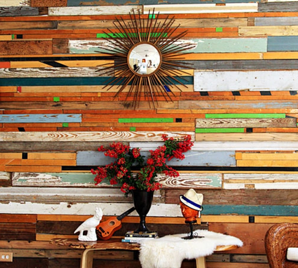 reclaimed लकड़ी की दीवार से ढके-इन-पुन: दावा-लकड़ी